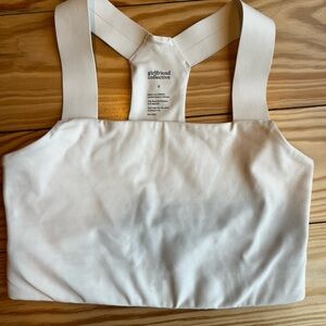 Girlfriend Collective Ivory White Charlie Straight Neck Bra Size Small